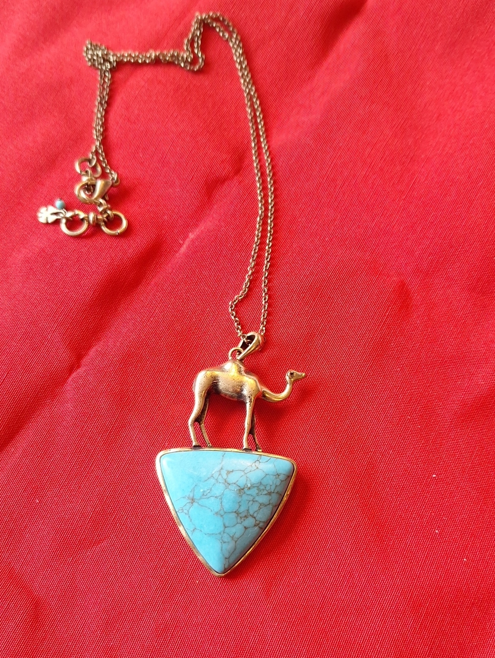 Lucky Brand Gold Camel Pendant Necklace with Turquoise Stone - 15.5"